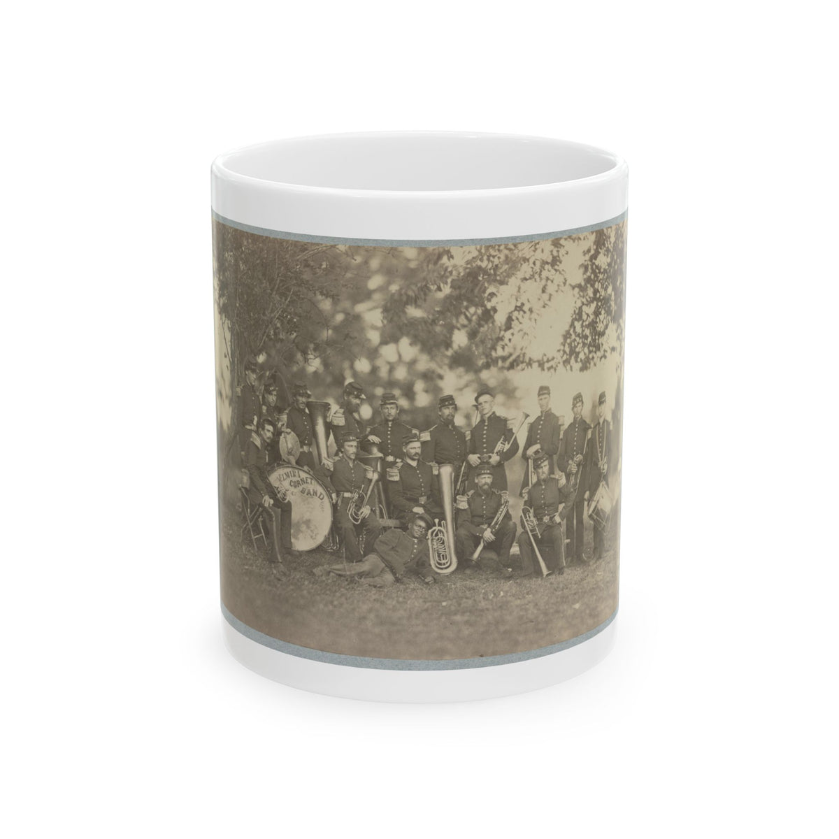 Elmira Cornet Band,  Thirty-Third Regiment, Of The New York State Volunteers, July 1861 (U.S. Civil War) White Coffee Mug