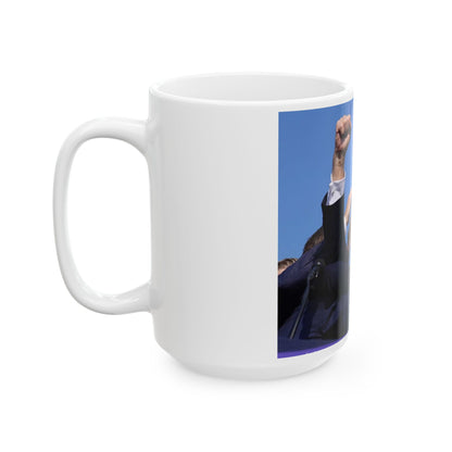 Donald Trump Shot Assasanation Attempt Bloody Ear USA v2 - White Coffee Mug