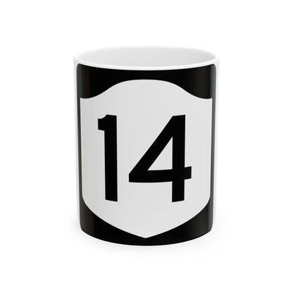 NY-14 (New York) (Road Sign) White Coffee Mug