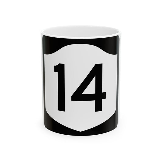 NY-14 (New York) (Road Sign) White Coffee Mug