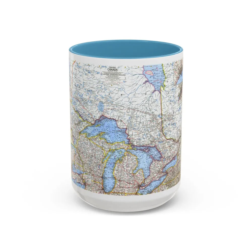 Canada - Central (1963) (Map) Accent Coffee Mug-15oz-Light Blue-Go Mug Yourself