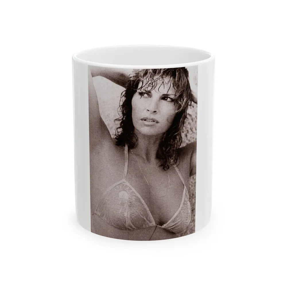 Raquel Welch #230 (Vintage Female Icon) White Coffee Mug-11oz-Go Mug Yourself