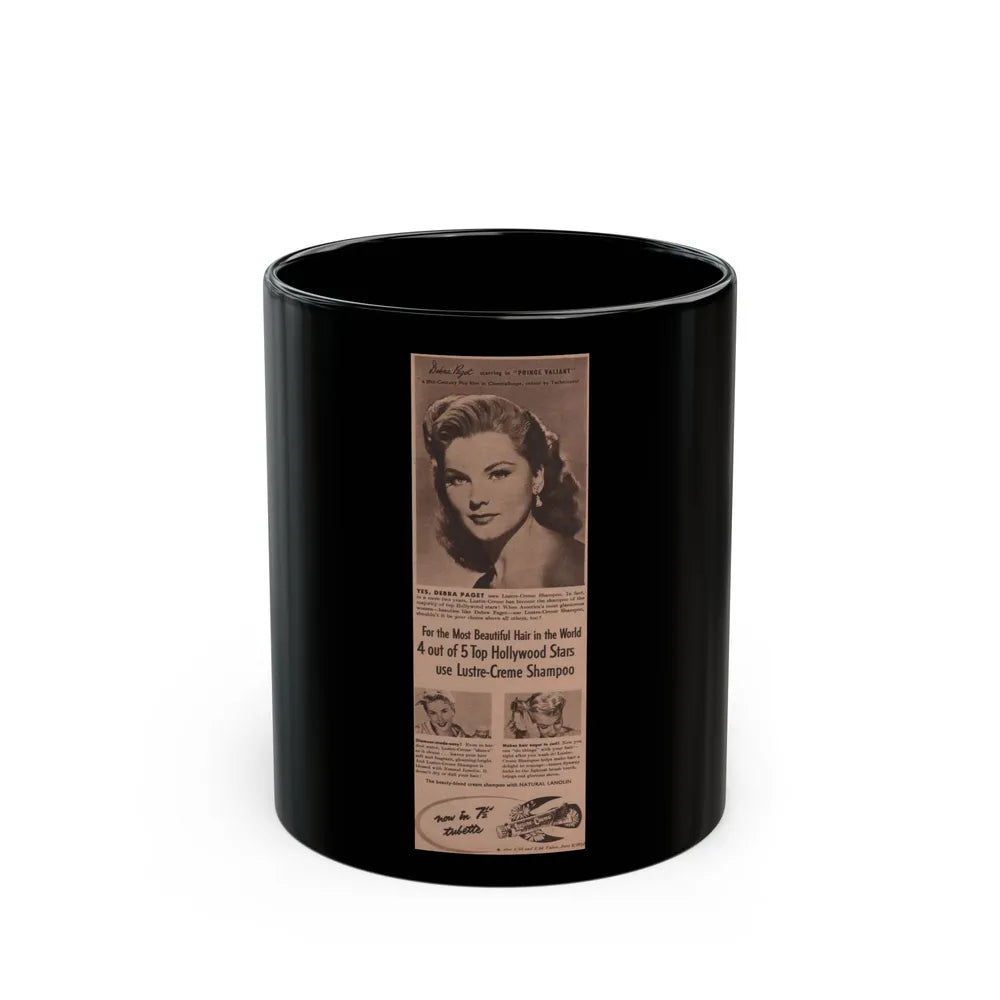 Debra Paget #520 - Magazine Clipping Shampoo Add Circa 50's (Vintage Female Icon) Black Coffee Mug-11oz-Go Mug Yourself