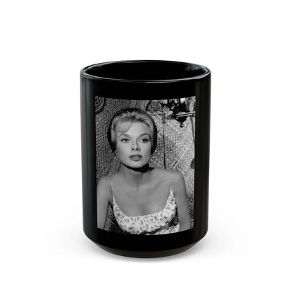 Leslie Parrish #79 (Vintage Female Icon) Black Coffee Mug-15oz-Go Mug Yourself