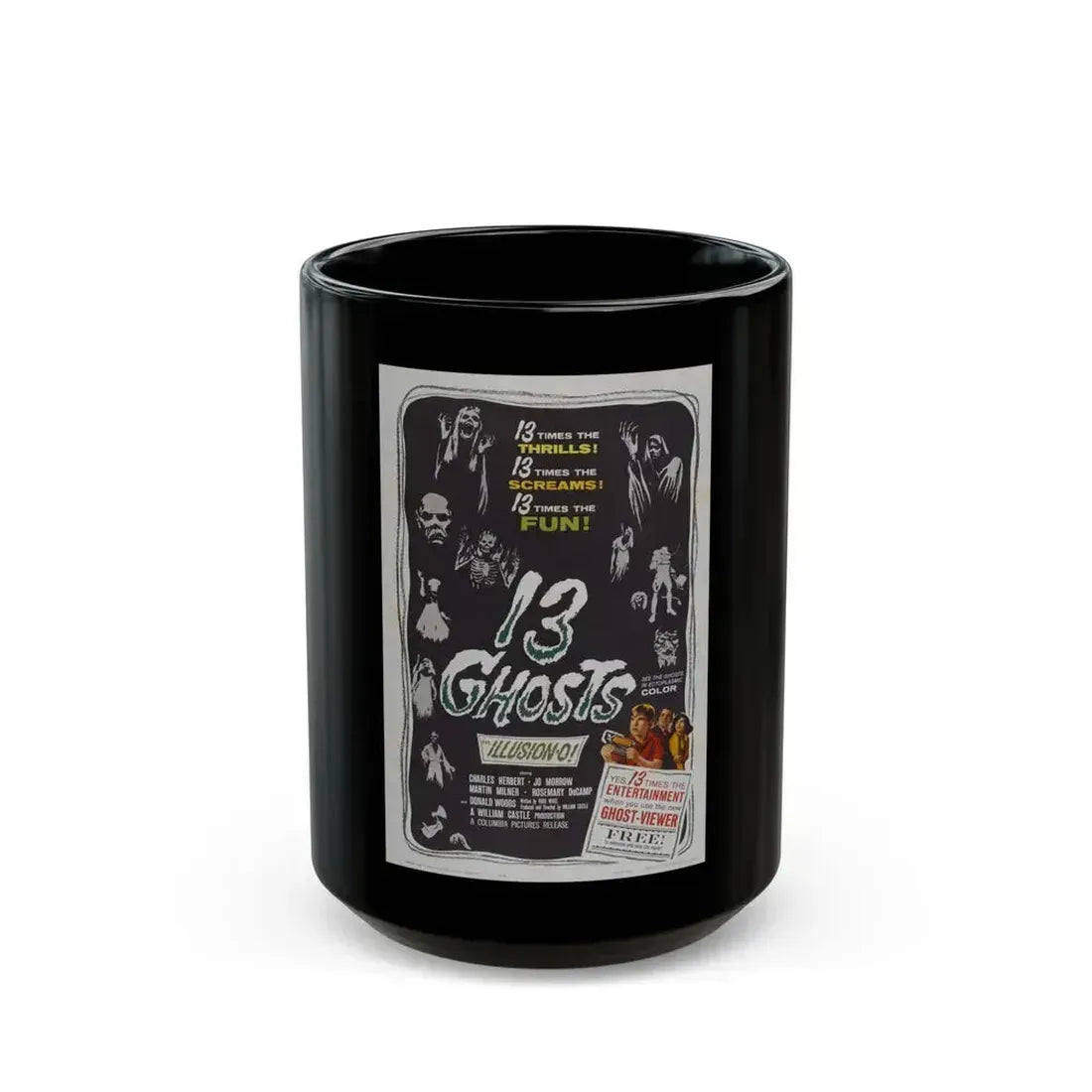 13 GHOSTS 1960 Movie Poster - Black Coffee Mug 15oz - Go Mug Yourself