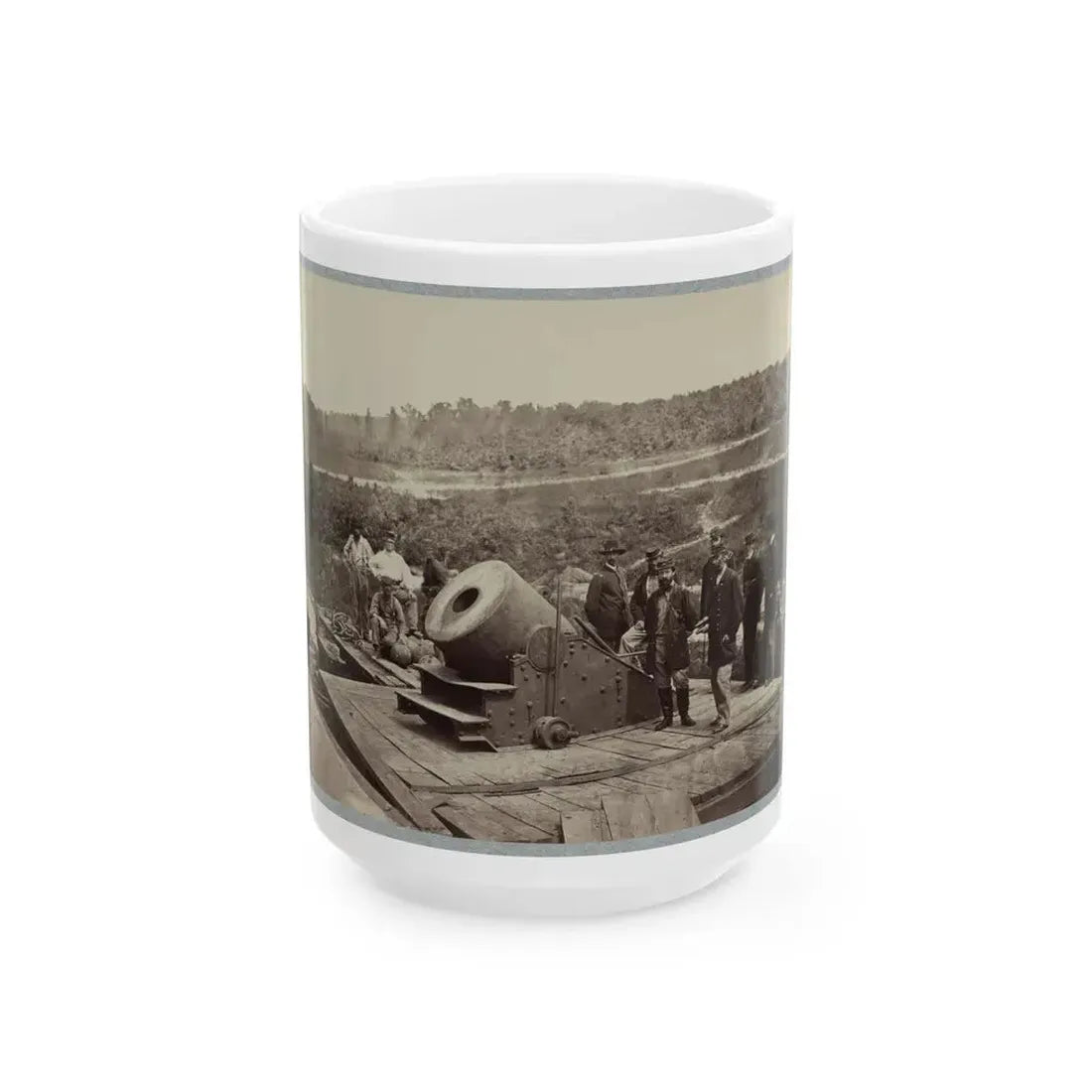 13 Inch Mortar  Dictator  In Front Of Petersburg, Va. (U.S. Civil War) White Coffee Mug 15oz - Go Mug Yourself