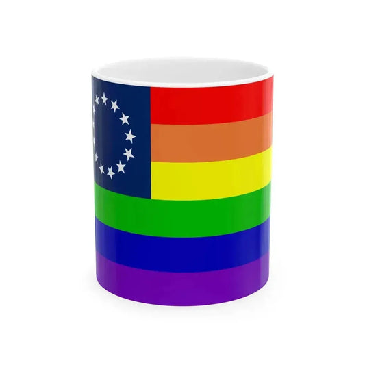 13-Star LGBT Rainbow Flag (United States) White Coffee Mug 11oz - Go Mug Yourself