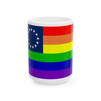 13-Star LGBT Rainbow Flag (United States) White Coffee Mug 15oz - Go Mug Yourself