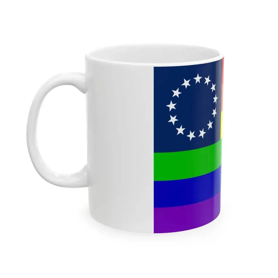 13-Star LGBT Rainbow Flag (United States) White Coffee Mug - Go Mug Yourself