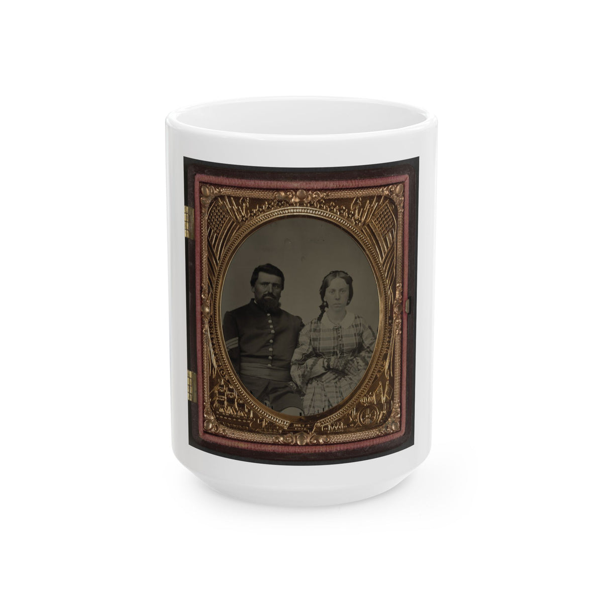 Unidentified Soldier In Union Sergeant's Uniform With Unidentified Woman (U.S. Civil War) White Coffee Mug
