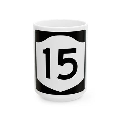 NY-15 (New York) (Road Sign) White Coffee Mug