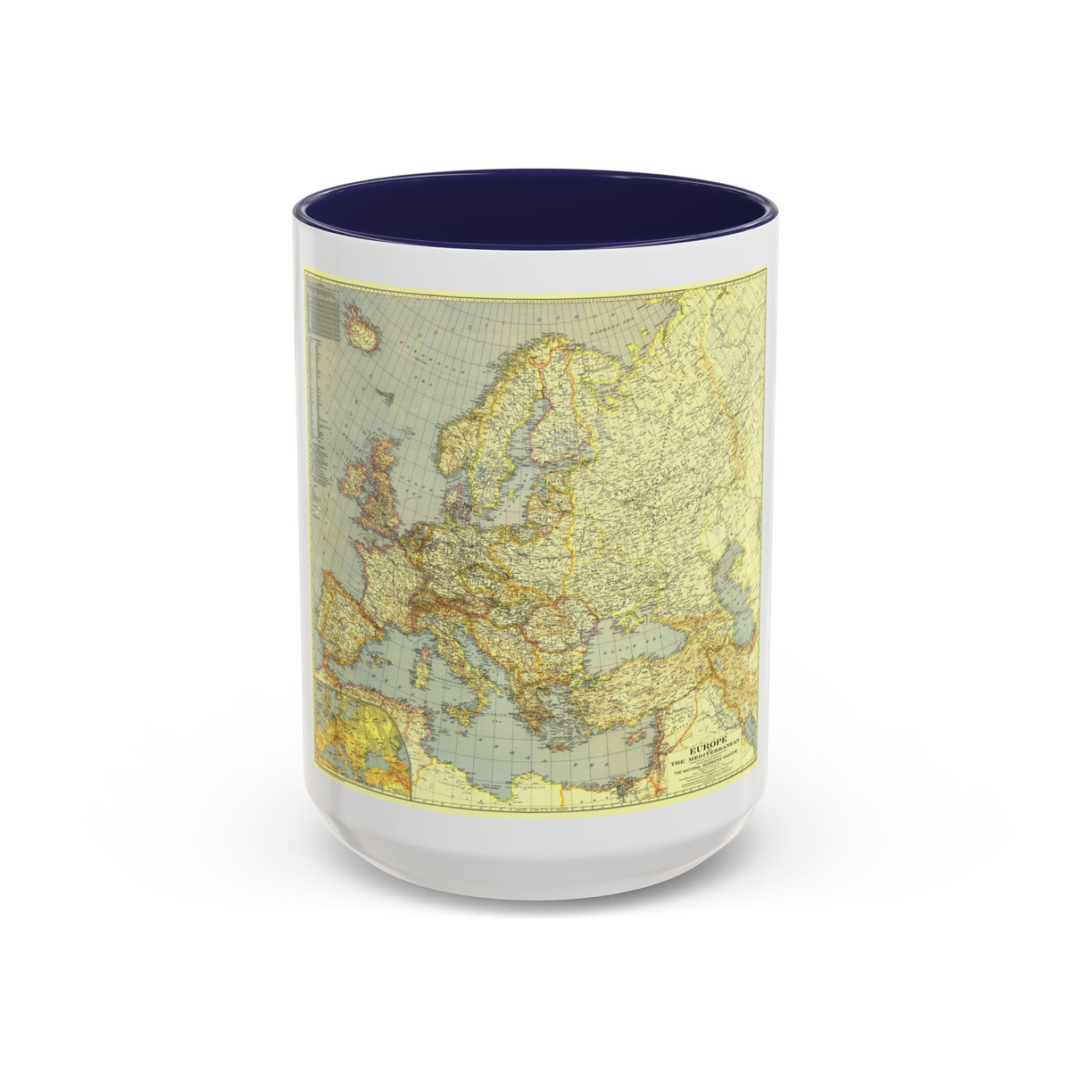 Europe and the Mediterranean (1938) (Map) Accent Coffee Mug