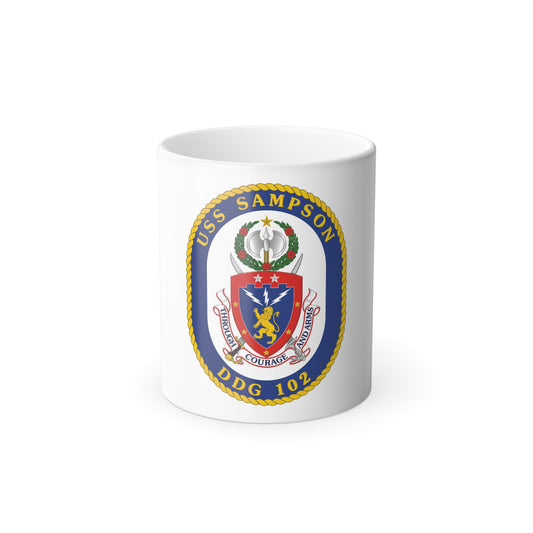 USS Sampson DDG 102 Crest (U.S. Navy) Color Changing Mug 11oz