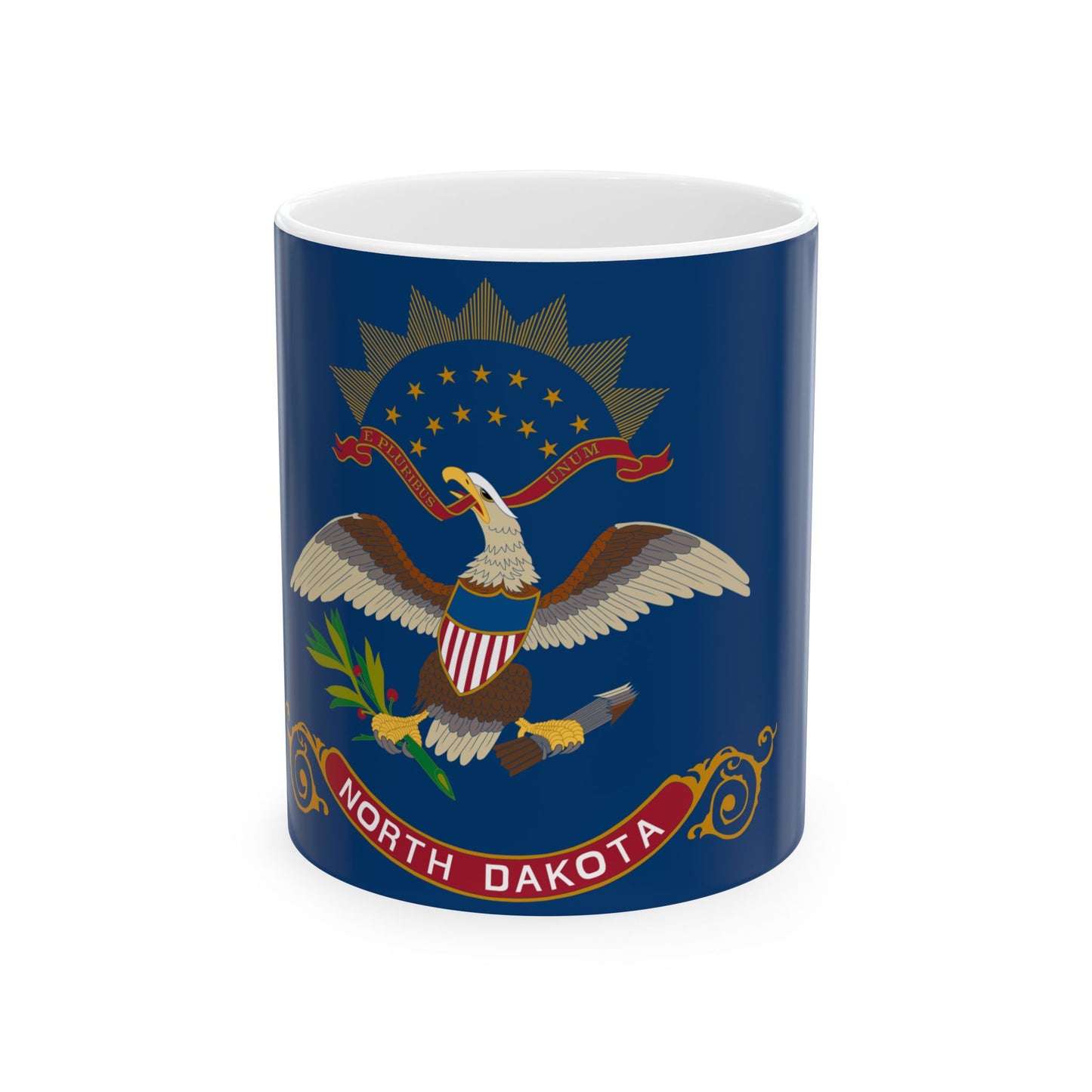 Flag-map of North Dakota (United States) White Coffee Mug