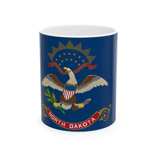 Flag-map of North Dakota (United States) White Coffee Mug