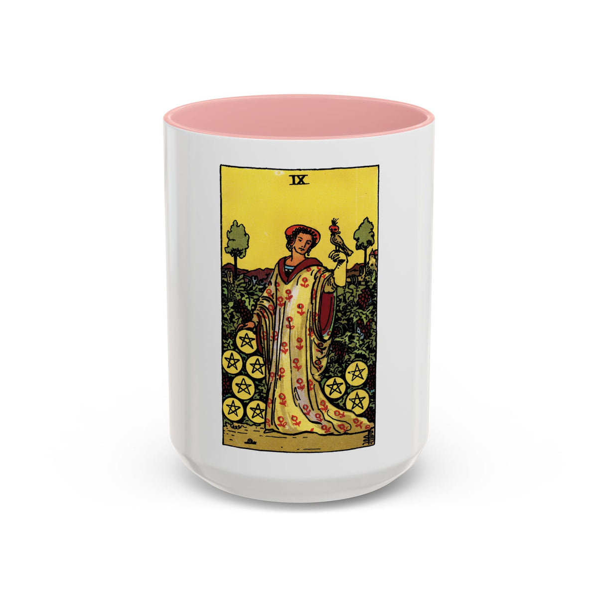 The 9 of Pentacles (Tarot Card) Accent Coffee Mug