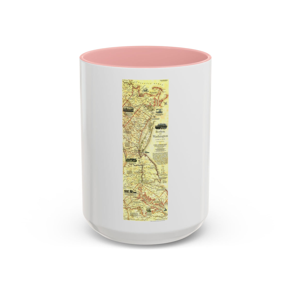 USA - Boston to Washington (1830) (Map) Accent Coffee Mug