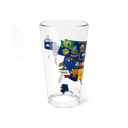 Flag-map of the US states and Washington D.C (United States) Pint Glass 16oz