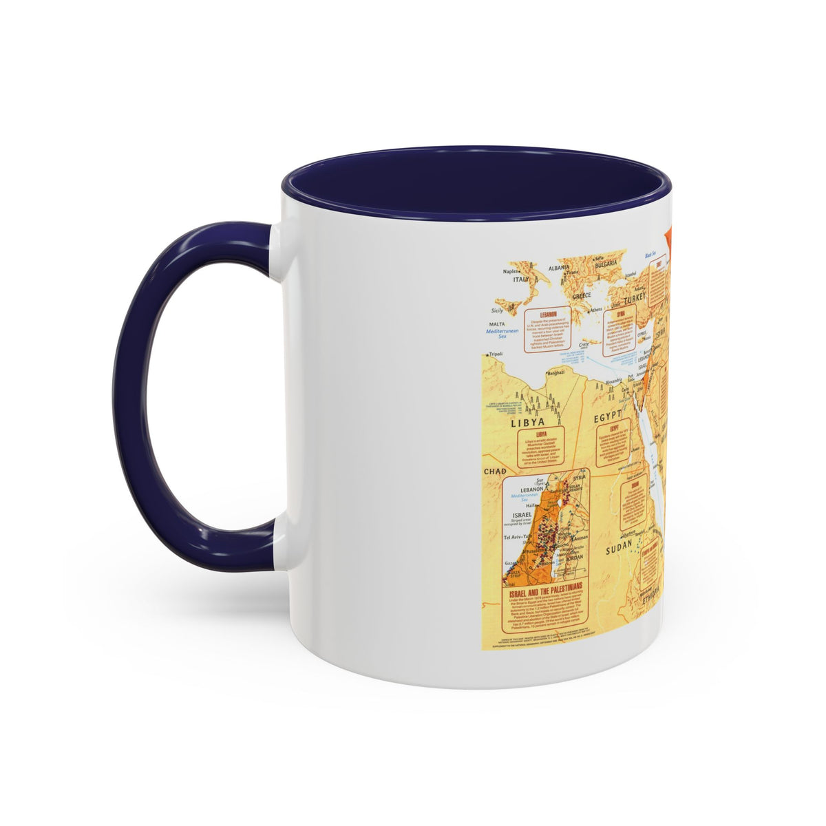 Middle East in Turmoil (1980) (Map) Accent Coffee Mug