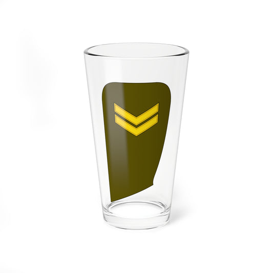 Flat vector olive epaulette shape with two stacked gold chevrons pointing down in its upper half.