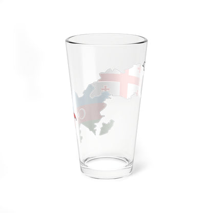 Azerbaijan and Georgia flag map (Azerbaijan) Pint Glass 16oz