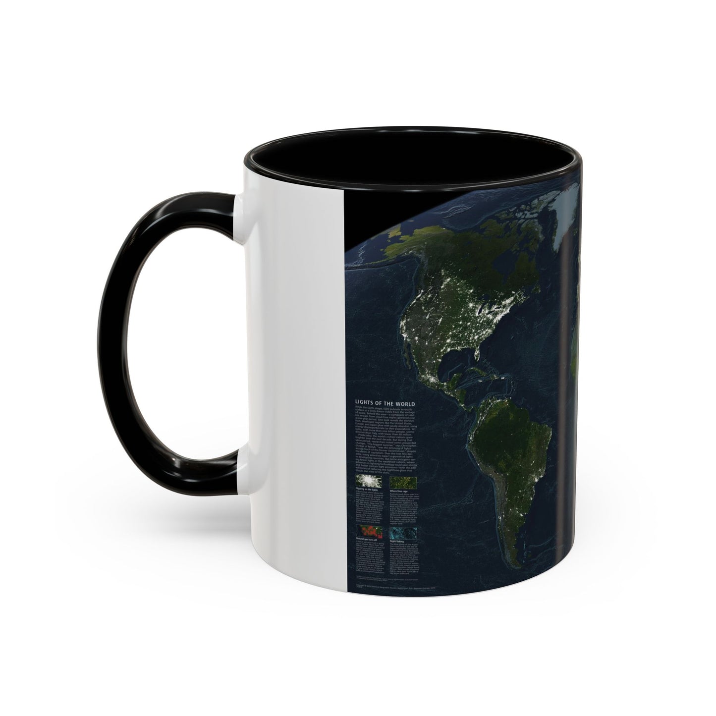 World Map - Earth at Night (2004) (Map) Accent Coffee Mug