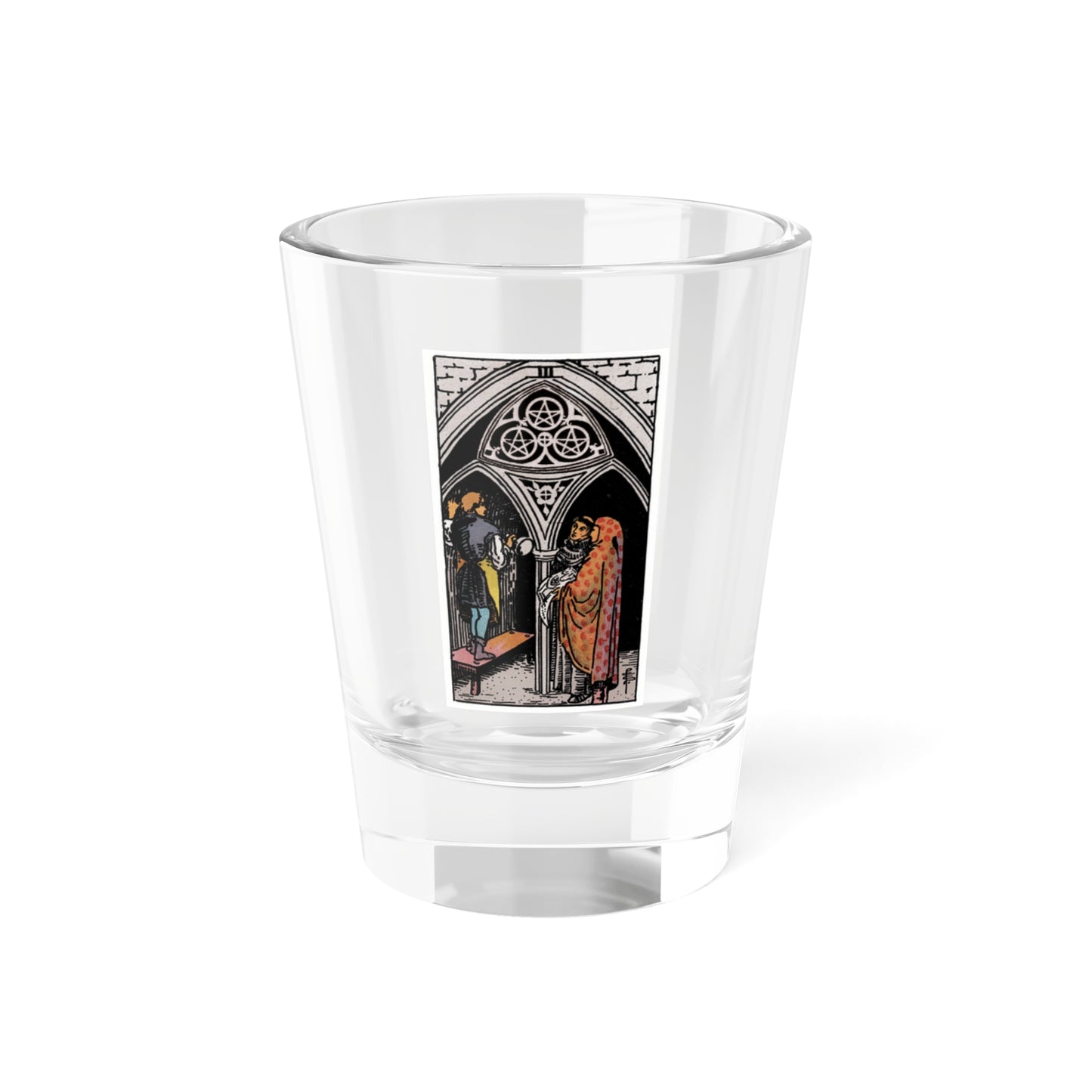 The 3 of Pentacles (Tarot Card) Shot Glass 1.5oz-1.5oz-Go Mug Yourself