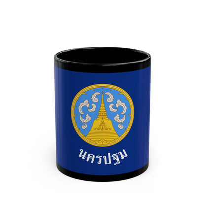 Flag of Nakhon Pathom Province Thailand - Black Coffee Mug-11oz-Go Mug Yourself