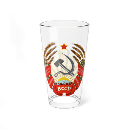 Emblem of the Byelorussian SSR 1938-1949 (Belarus) (Coat of Arms) Pint Glass 16oz