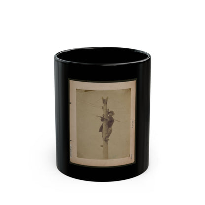 Worker Repairing Telegraph Line (U.S. Civil War) Black Coffee Mug