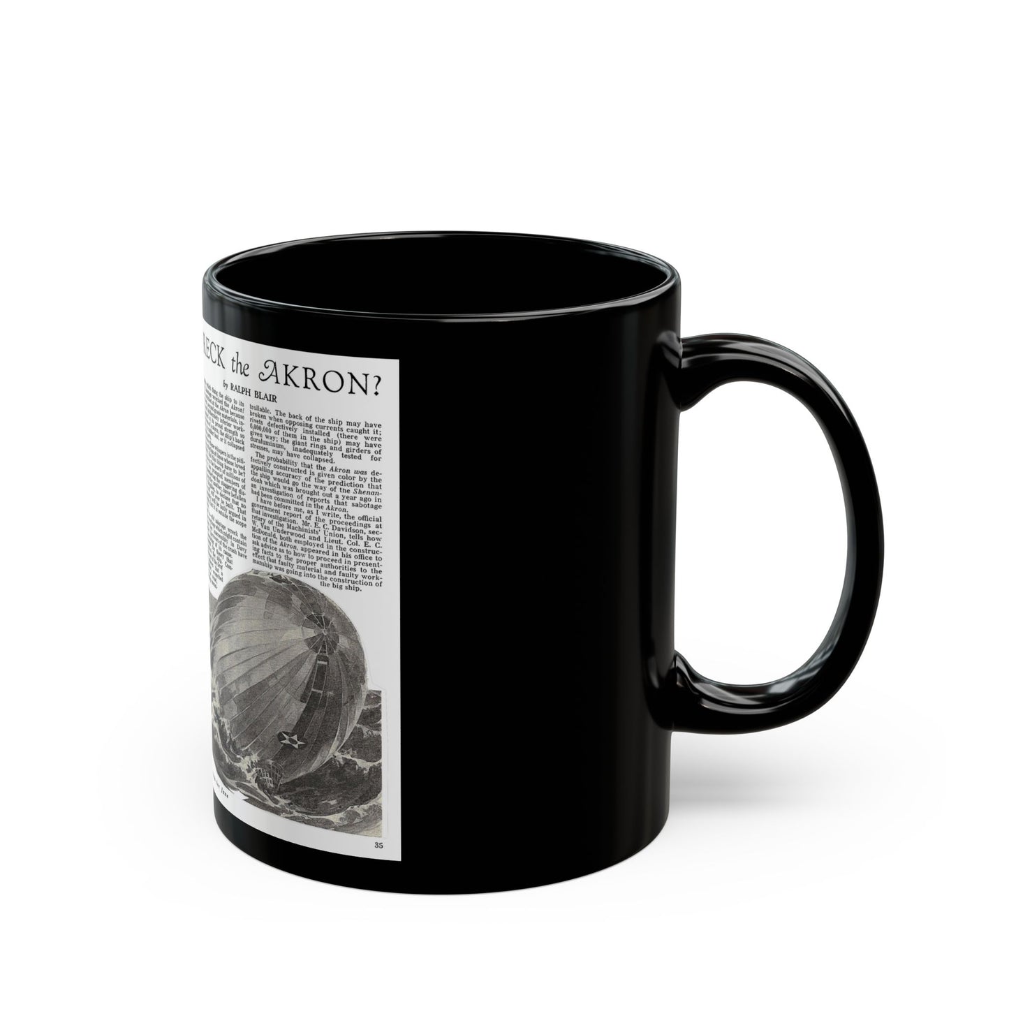 Did Sabotage Wreck the Akron, Modern Mechanix, June 1933 - Black Coffee Mug-Go Mug Yourself