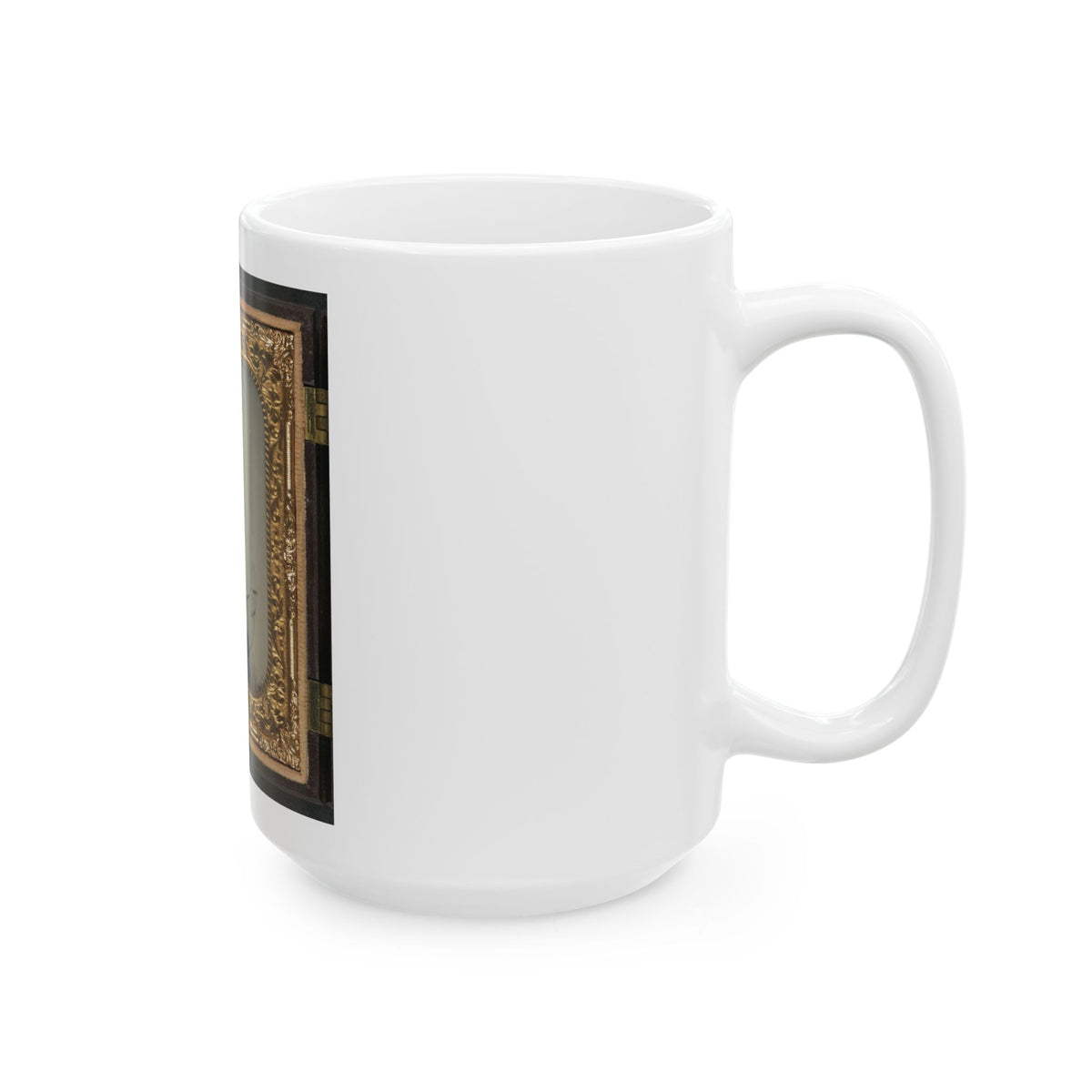 Unidentified Soldier In Union Greatcoat Holding Kepi With Infantry Company A Insignia (U.S. Civil War) White Coffee Mug