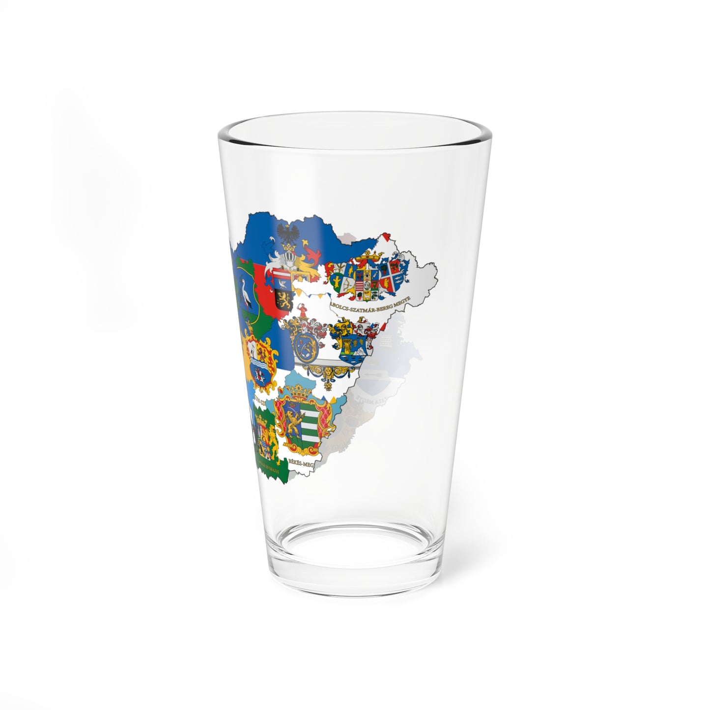Flag-map of Hungary subdivisions (Hungary) Pint Glass 16oz