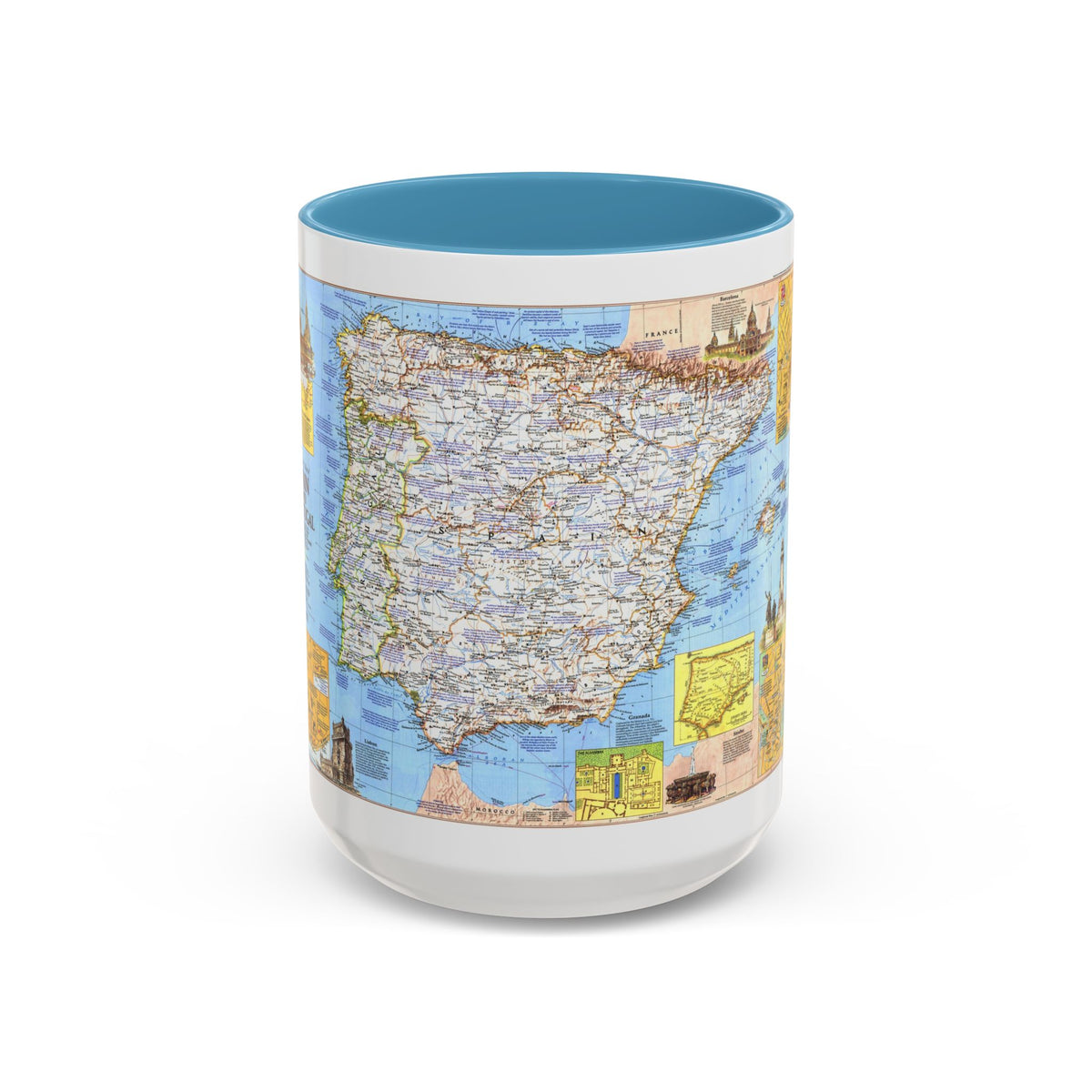 Spain and Portugal - A Traveller's Map 1 (1984) (Map) Accent Coffee Mug