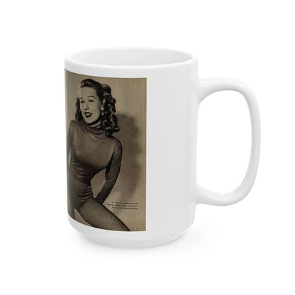 Penny Duncan #45 - [Pages 4 & 5] Pages 1 & 2 of 2 with, Penny+2 B&W Photos, Captions & Short Snippet from GALA Mag. Sept. '52 (Vintage Female Icon) White Coffee Mug-Go Mug Yourself