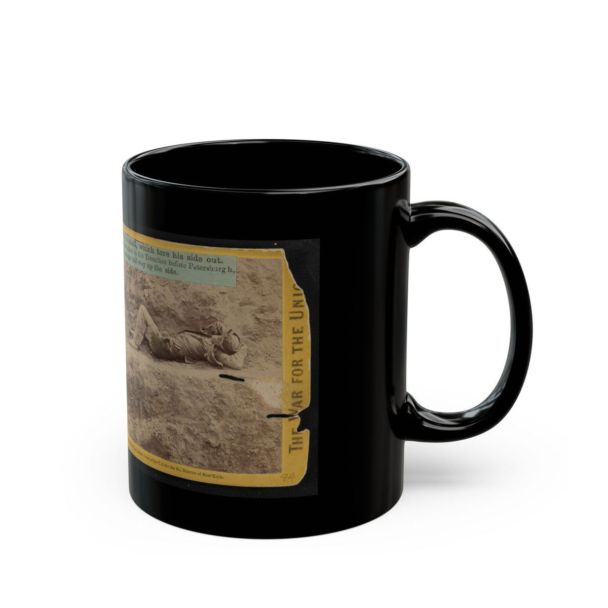 A Dead Rebel Soldier, Barefooted, Killed By A Shell, Which Tore His Side Out. The Entrails Are Portruding From His Side (U.S. Civil War) Black Coffee Mug