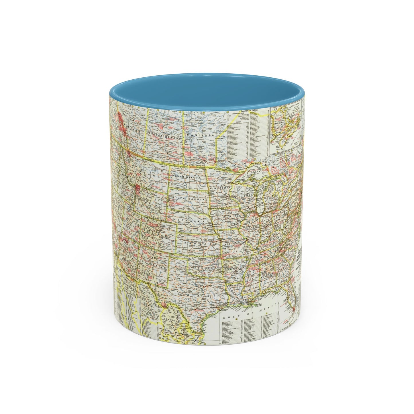 USA - National Parks and Historic Sites 1 (1958) (Map) Accent Coffee Mug