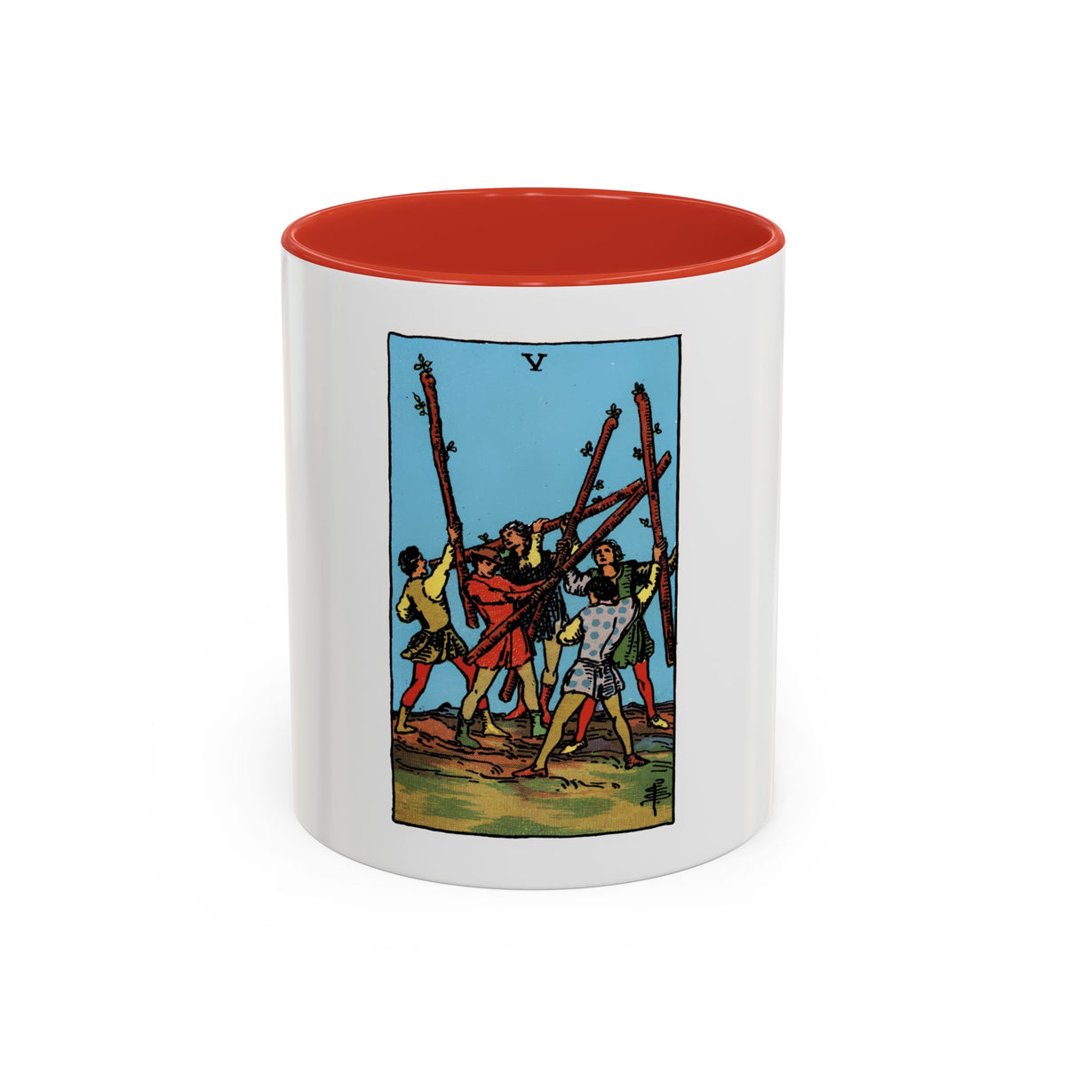 The 5 of Wands (Tarot Card) Accent Coffee Mug