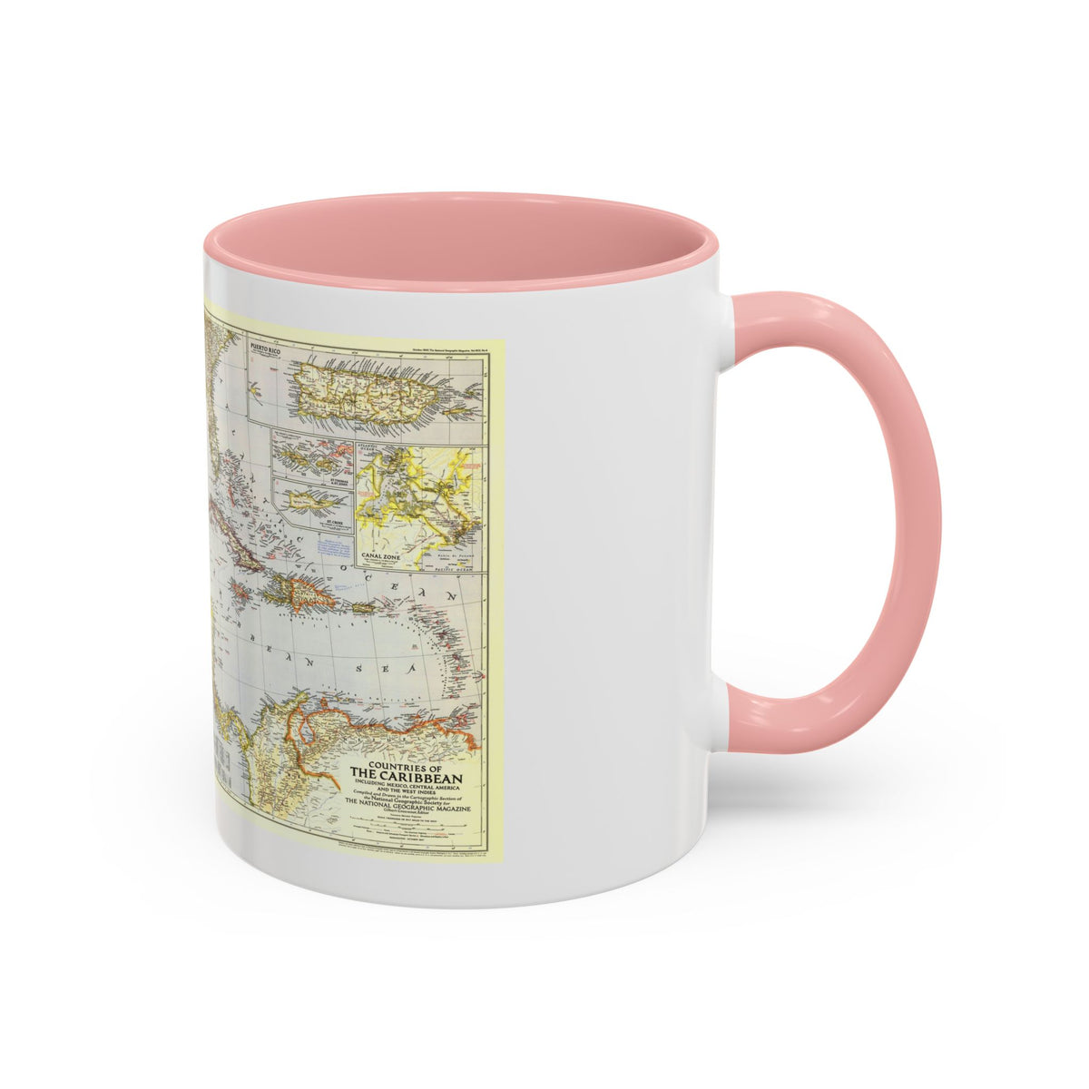 Central America - The Caribbean (1947) (Map) Accent Coffee Mug