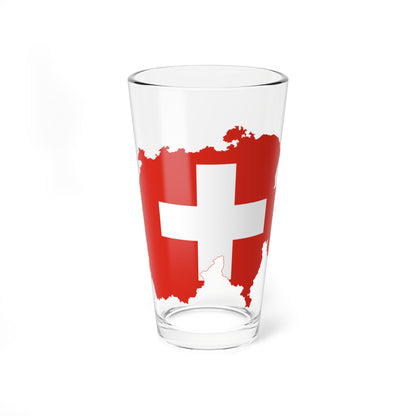 Flag map of Switzerland (Switzerland) Pint Glass 16oz