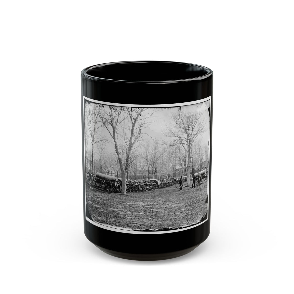 Washington, D.C. Park Of Wiard Guns At The Arsenal; H.L. Stuart, Nathaniel P. Willis, And Gen. Daniel E. Sickles At Right (U.S. Civil War) Black Coffee Mug