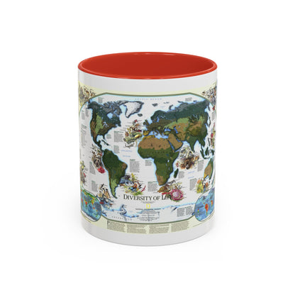 World Map - Diversity of Life (1999) (Map) Accent Coffee Mug