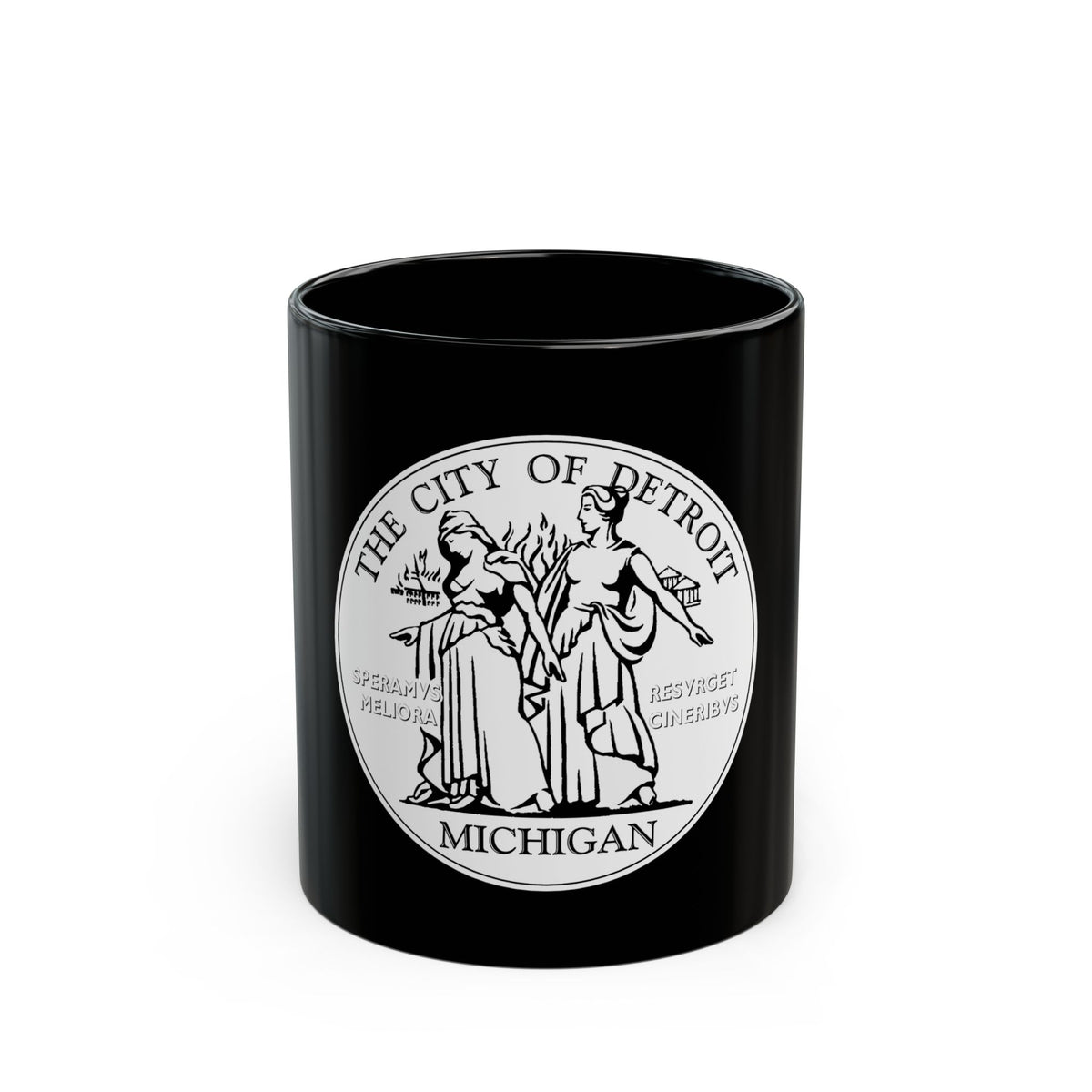 Seal of Detroit - Black Coffee Mug
