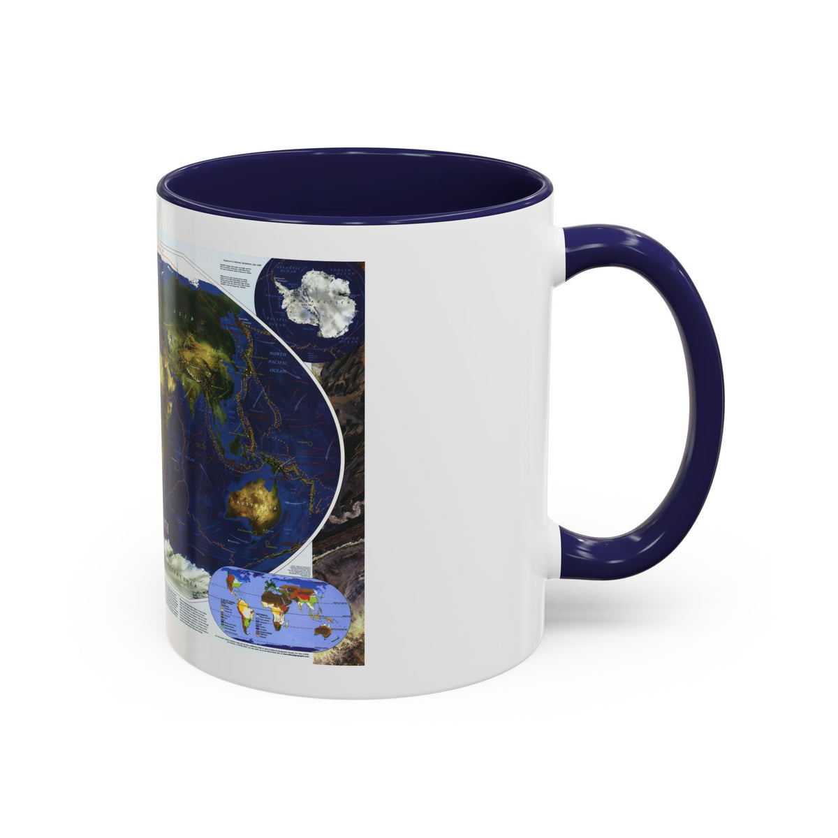 World Map - Physical Earth 1 (1998) (Map) Accent Coffee Mug