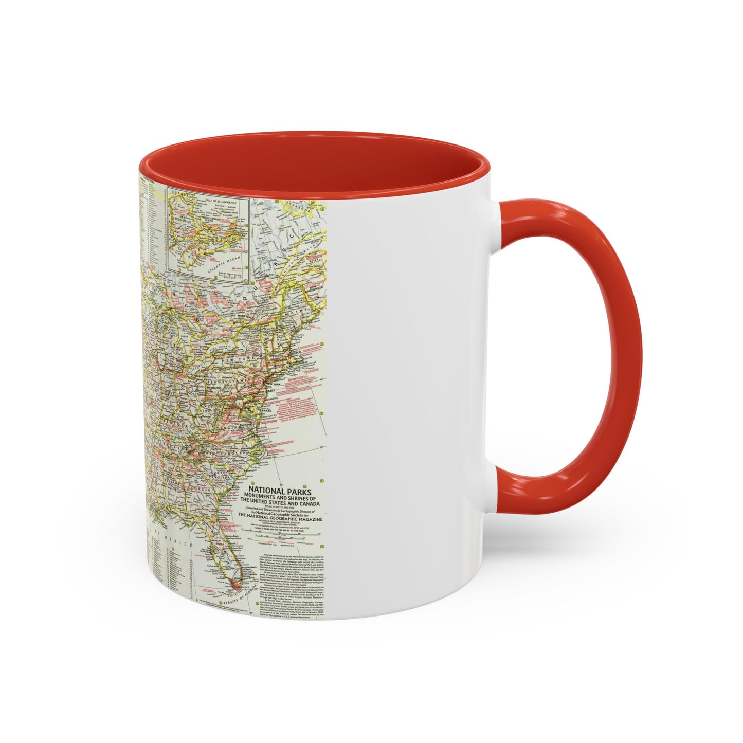 USA - National Parks and Historic Sites 1 (1958) (Map) Accent Coffee Mug