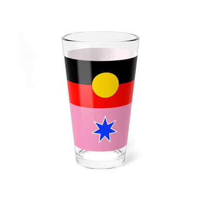 Australian Gay Pride with Aboriginal Flag Rainbow Crux (Australia) Pint Glass 16oz