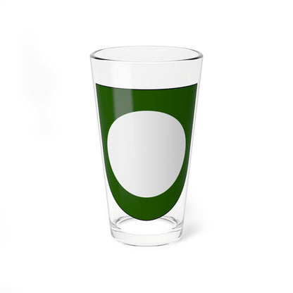 Large light grey roundel at the centre of a dark green heraldic shield, on a plain white background.