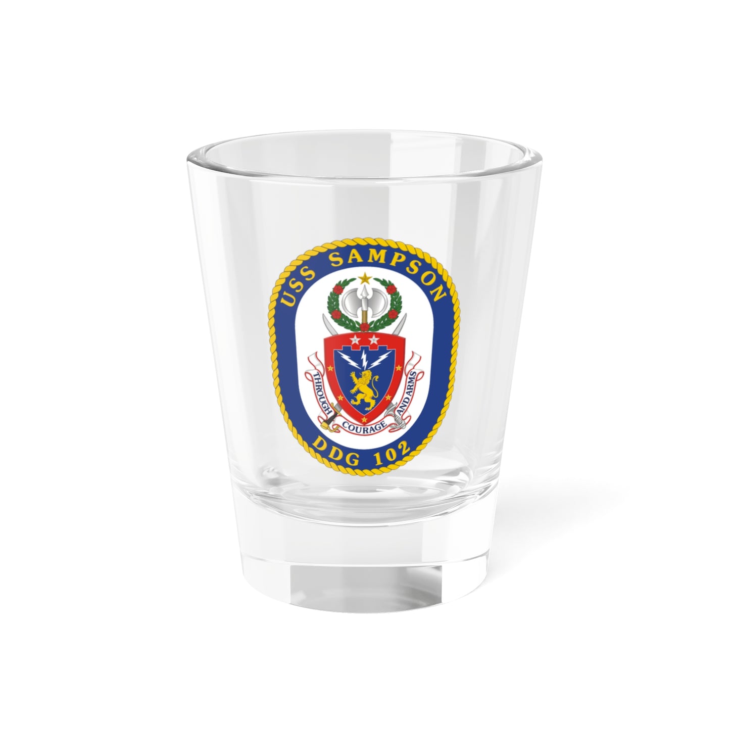 USS Sampson DDG 102 Crest (U.S. Navy) Shot Glass 1.5oz