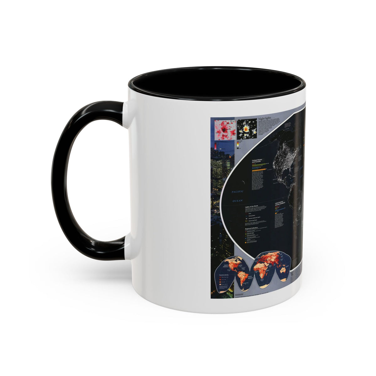 World Map - Population and Resources (1998) (Map) Accent Coffee Mug