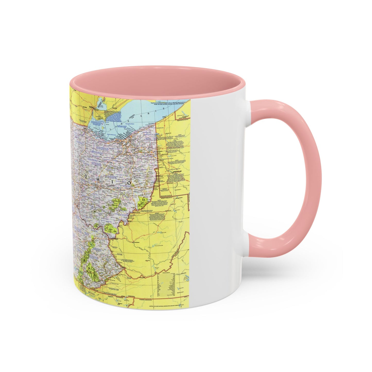 USA - Illinois, Indiana, Ohio, Kentucky 1 (1977) (Map) Accent Coffee Mug